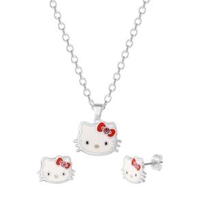 NWT Hello Kitty Enamel Earrings and Necklace Set